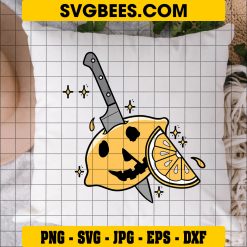 Myers Lemon Halloween SVG, Halloween Knife Lemon SVG on Pillow