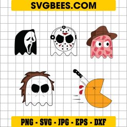 Pac Man Horror Characters Halloween SVG, Gaming Horror Movies SVG