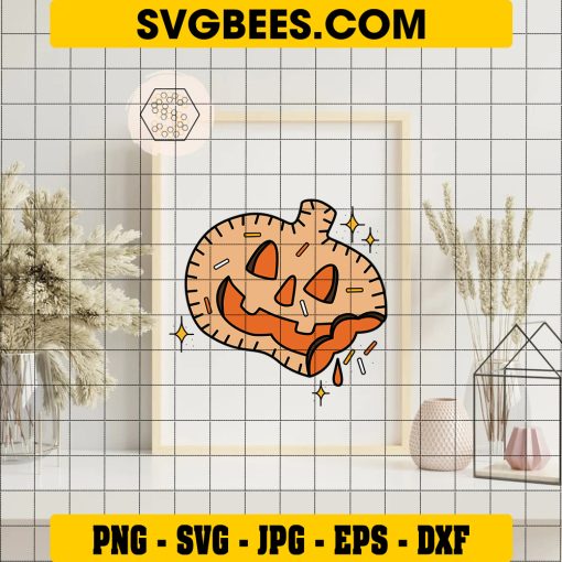 Pumpkin Pie Halloween SVG, Face Pumpkin Halloween SVG on Frame