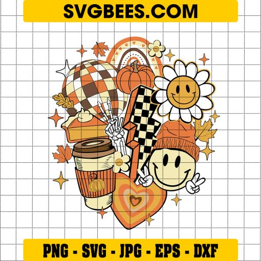 Retro Fall Vibes SVG, Fall Pumpkin SVG, Thanksgiving Family SVG