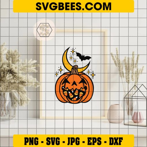 Spooky Happy Saturday SVG, Pumpkin Halloween Candy SVG on Frame