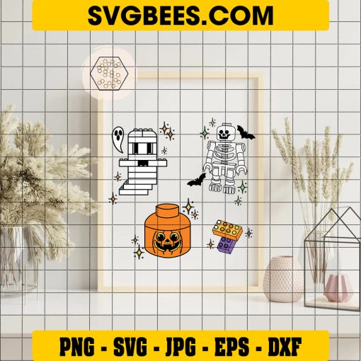 Spooky Legos Halloween SVG, Halloween Lego SVG on Frame