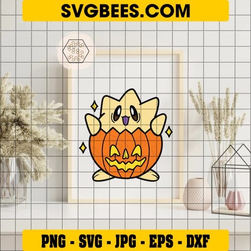 Togepi Pokemon Halloween SVG, Togepumpkin Halloween SVG on Frame