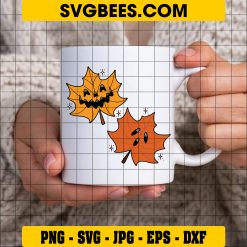 Troubled Pumpkin Halloween SVG, Cute Doodles Halloween SVG on Cup