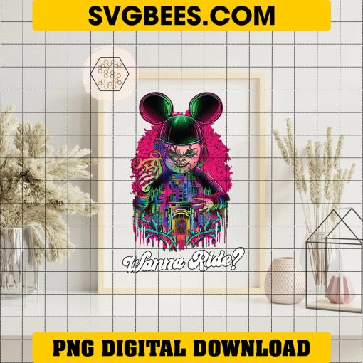Wanna Ride PNG, Halloween Chucky Mouse PNG, The Spooky Mama Is Tower Hdd PNG Sublimation on Frame