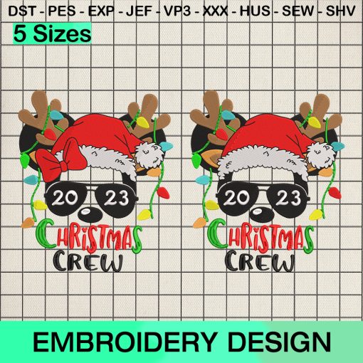 2023 Mickey Minnie Raindeer Christmas Embroidery Design, 2023 Disney Christmas Crew Machine Embroidery Designs