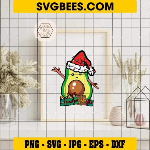 Avocado Christmas SVG PNG, Merry Christmas Avocado Gifts SVG on Frame