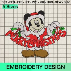 Baby Disney Mickey Mouse Merry Christmas Embroidery Design, Disney Merry Christmas Machine Embroidery Designs