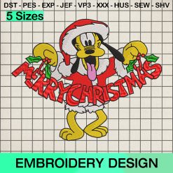 Baby Disney Pluto Dog Merry Christmas Embroidery Design, Disney Merry Christmas Machine Embroidery Designs