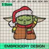 Christmas Baby Yoda Embroidery Design, Yoda Xmas Embroidery Designs