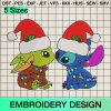 Christmas Baby Yoda and Stitch Embroidery Design, Disney Christmas Lights Machine Embroidery Designs