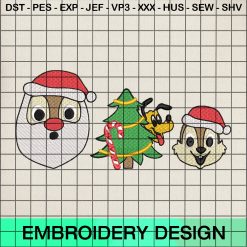 Christmas Chip Pluto Santa Claus Embroidery Design, Disney Christmas Machine Embroidery Designs