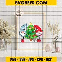 Christmas Gnomes and Tree SVG PNG, Gnomes Merry Christmas SVG on Frame
