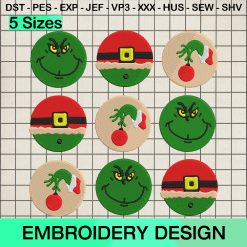 Christmas Grinch Cookies Embroidery Design, Christmas Grinch Hand Cookies Embroidery Designs