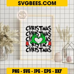 Christmas Grinch Heart Hand SVG PNG, Christmas Grinch SVG on Frame