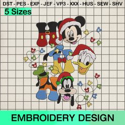 Christmas Ho Ho Ho Mickey Donald Goofy Embroidery Design, Christmas Disney Hohoho Machine Embroidery Designs