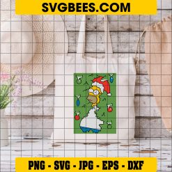 Christmas Homer Simpson SVG PNG, Christmas Tree Lights SVG on Bag