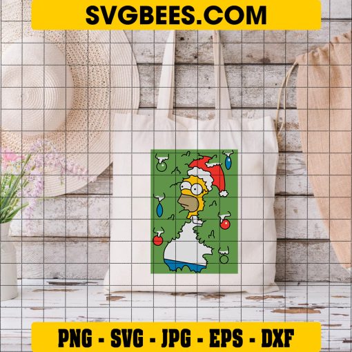 Christmas Homer Simpson SVG PNG, Christmas Tree Lights SVG on Bag