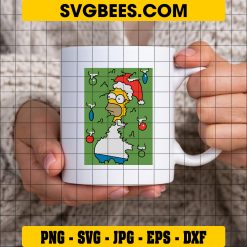 Christmas Homer Simpson SVG PNG, Christmas Tree Lights SVG on Cup