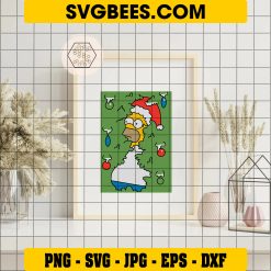 Christmas Homer Simpson SVG PNG, Christmas Tree Lights SVG on Frame