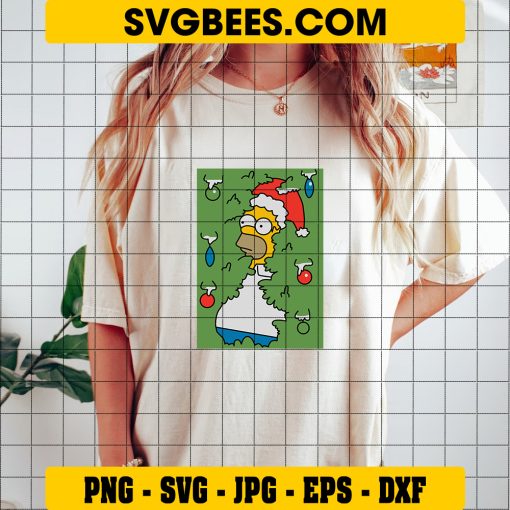 Christmas Homer Simpson SVG PNG, Christmas Tree Lights SVG on Shirt