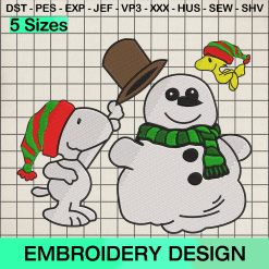 Christmas New Year Peanuts Embroidery Design, Merry Christmas Snoopy Machine Embroidery Designs