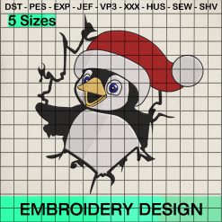 Christmas Penguin Embroidery Design, Disney Penguin Xmas Machine Embroidery Designs