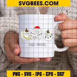 Christmas Sheeps SVG PNG, Fleece Navidad Santa Hat Christmas SVG on Cup