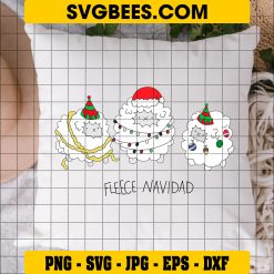 Christmas Sheeps SVG PNG, Fleece Navidad Santa Hat Christmas SVG on Pillow