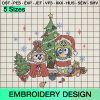 Christmas Tree Bluey and Bingo Embroidery Design, Friends Christmas Holiday Machine Embroidery Designs