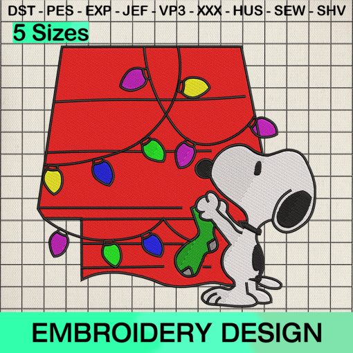 Christmas With Snoopy Embroidery Design, Snoopy Dog Machine Embroidery Designs