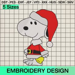 Cute Snoopy Christmas Embroidery Design, Happy Christmas Machine Embroidery Designs