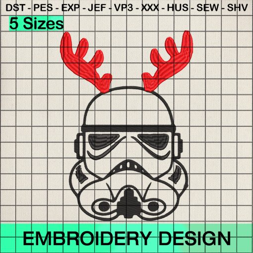 Darth Vader Reindeer Embroidery Design, Star Wars Christmas Embroidery Designs