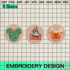 Disney Christmas Embroidery Design, Disney Castle Christmas Embroidery Designs