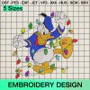 Disney Donald Duck Christmas Lights Embroidery Design, Disney Christmas Holidays Machine Embroidery Designs