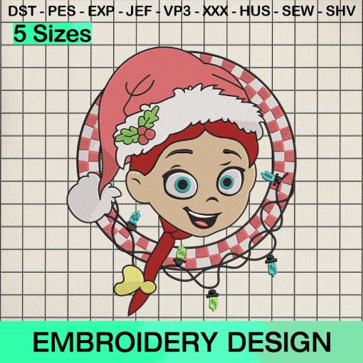 Disney Jessie Christmas Ornament Embroidery Design, Christmas Toy Story Lights Machine Embroidery Designs