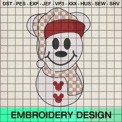 Disney Mickey Snowman Embroidery Design, Mickey Santa Xmas Machine Embroidery Designs