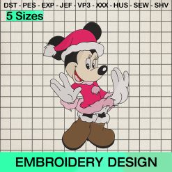 Disney Minnie Christmas Holiday Embroidery Design, Minnie Mouse Xmas Machine Embroidery Designs