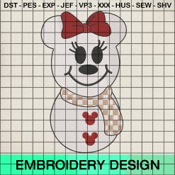 Disney Minnie Snowman Embroidery Design, Minnie Santa Xmas Machine Embroidery Designs