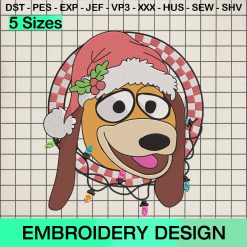 Disney Slinky Dog Christmas Ornament Embroidery Design, Christmas Toy Story Lights Machine Embroidery Designs
