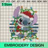 Disney Stitch Christmas Lights Embroidery Design, Stitch Santa Hat Xmas Machine Embroidery Designs