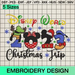 Disney World 2023 Christmas Trip Embroidery Design, Disney Christmas Embroidery Designs