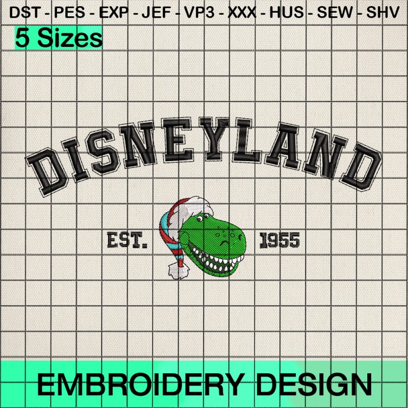 Disneyland Dino Rex Embroidery Design, Rex Toy Story Christmas Embroidery Designs