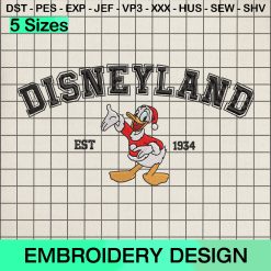 Doanld Disneyland Christmas Embroidery Design, Disneyland Merry Christmas Machine Embroidery Designs