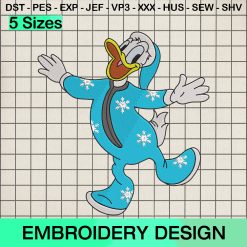 Doanld Duck Costume Christmas Embroidery Design, Disney Donald Xmas Machine Embroidery Designs