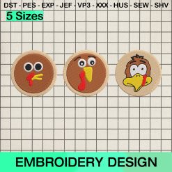 Face Turkey Cookies Embroidery Design, Turkey Cute Machine Embroidery Designs