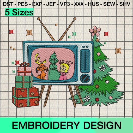 Family Grinch Tv Christmas Embroidery Design, Christmas Grinch Embroidery Designs