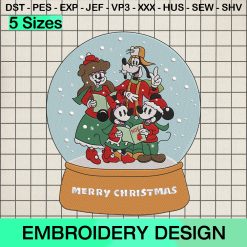 Friends Mickey Mouse Merry Christmas Embroidery Design, Family Mickey Xmas Machine Embroidery Designs