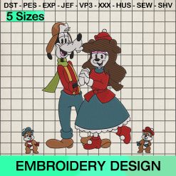 Goofy Disney Xmas Embroidery Design, Family Disney Merry Christmas Machine Embroidery Designs