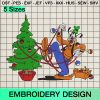 Goofy Dog Christmas Tree Lights Embroidery Design, Disney Goofy Merry Xmas Machine Embroidery Designs